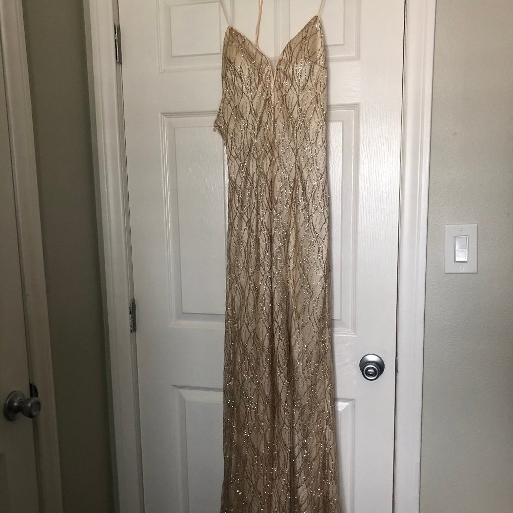 Champagne/Gold Glitter Long Dress
